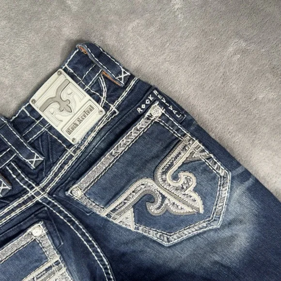 Rock Revival Jeans Mens 30 (Fits 31x29) Robin Straight Dark - Picture 8 of 16